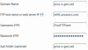 Example of the FTP upload dialog.